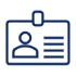 Blue line drawing of an identification badge